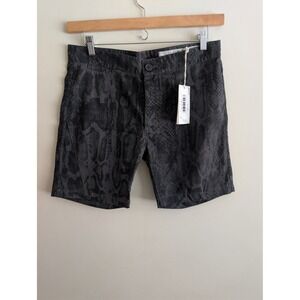 RELIGION Men's Dark Grey Live Python Print Shorts Size 32 Praying Skeleton UK
